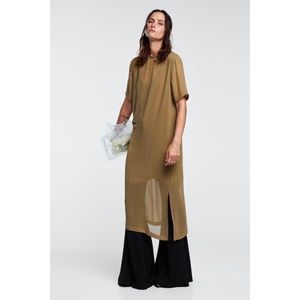 ZARA DARK KHAKI COMBINATION RIBBED SHORT CASUAL DRESS #Cybermondaysale